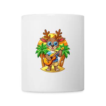 Funny Deer Cartoon Summer Beach Sunglasses Guitar - Mug - white - Front