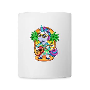 Lustige Einhorn Cartoon Sommer Strand Sonnenbrille - Tasse - Weiß - Vorne