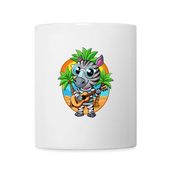 Lustige Zebra Cartoon Sommer Strand Sonnenbrille Gitarre - Tasse - Weiß - Vorne