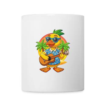 Drôle de canard dessin animé d’été plage lunettes de soleil guitare - Mug blanc - blanc - Devant