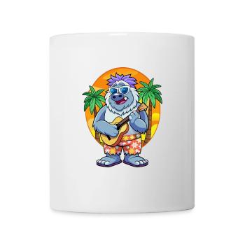 Drôle Yeti Dessin Animé Plage D’été Lunettes De Soleil Guitare - Mug blanc - blanc - Devant