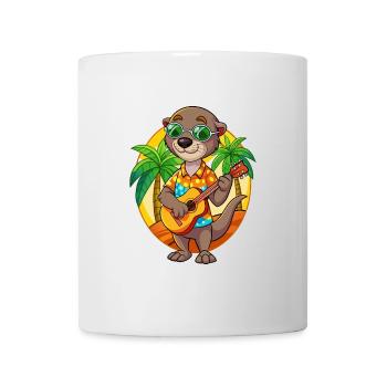 Lustige Otter Cartoon Sommer Strand Sonnenbrille Gitarre - Tasse - Weiß - Vorne