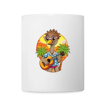 Drôle d’autruche dessin animé plage d’été lunettes de soleil - Mug blanc - blanc - Devant