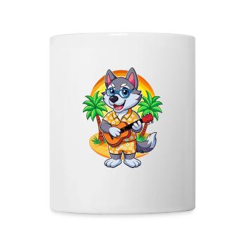 Lustige Husky Dog Sommer Strand Sonnenbrille Hawaiianisch - Tasse - Weiß - Vorne