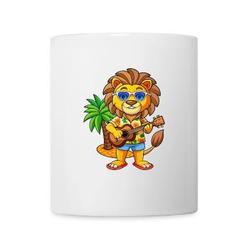 Funny Lion Summer Beach Sunglasses Hawaiian - Mug - white - Front