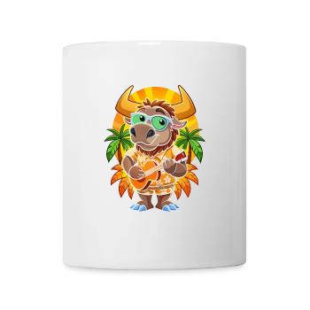 Funny Bison Cartoon Summer Beach Sunglasses Guitar - Mug - white - Front