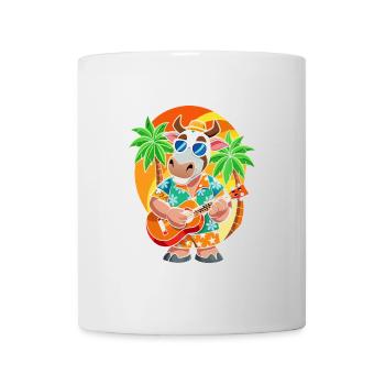Lustige Kuh Cartoon Sommer Strand Sonnenbrille Gitarre - Tasse - Weiß - Vorne