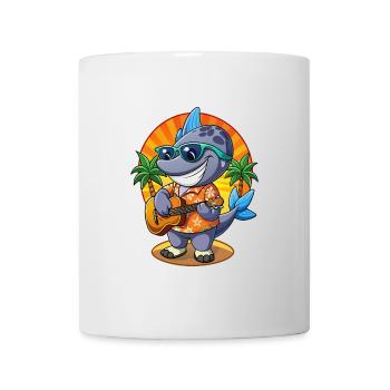 Funny Whale Cartoon Summer Beach Sunglasses Guitar - Mug - white - Front