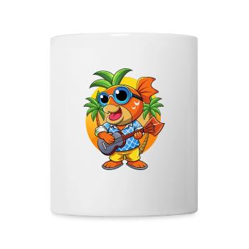 Drôle Poisson Dessin Animé Plage D’été Lunettes De Soleil Guitare - Mug blanc - blanc - Devant