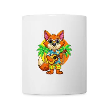 Drôle de renard dessin animé d’été plage lunettes de soleil guitare - Mug blanc - blanc - Devant