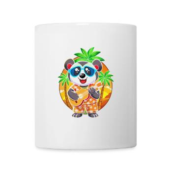 Lustige Panda Cartoon Sommer Strand Sonnenbrille Gitarre - Tasse - Weiß - Vorne