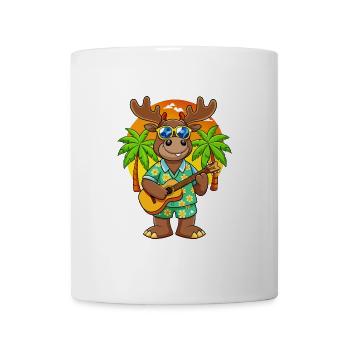 Lustige Elch Cartoon Sommer Strand Sonnenbrille Gitarre - Tasse - Weiß - Vorne