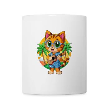 Lustige Kätzchen Sommer Strand Sonnenbrille Hawaiianisch - Tasse - Weiß - Vorne