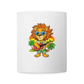 Funny Lion Summer Beach Sunglasses Hawaiian - Mug - white - Front