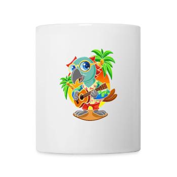 Drôle de perroquet d’été plage lunettes de soleil hawaïenne - Mug blanc - blanc - Devant