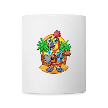 Drôle de perroquet d’été plage lunettes de soleil hawaïenne - Mug blanc - blanc - Devant