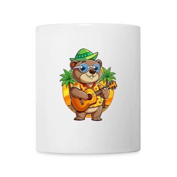 Drôle marmotte d’été plage lunettes de soleil hawaïenne - Mug blanc - blanc - Devant