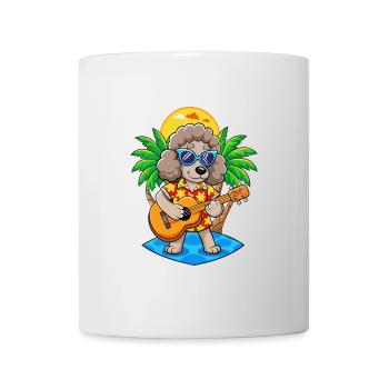 Lustige Pudel Hund Sommer Strand Sonnenbrille Hawaiianisch - Tasse - Weiß - Vorne