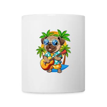 Funny Pug Dog Summer Beach Sunglasses Hawaiian - Mug - white - Front