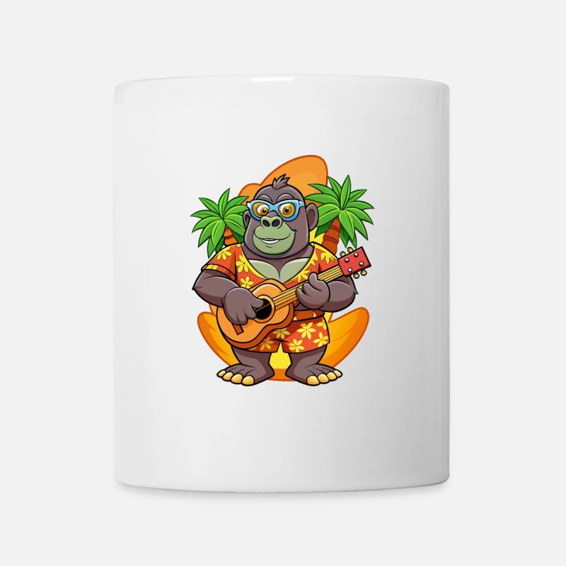 Lunettes de soleil de plage d’été Gorilla drôle hawaïenne - Mug blanc - blanc