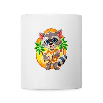 Lustige Waschbär Sommer Strand Sonnenbrille Hawaiianisch - Tasse - Weiß - Vorne