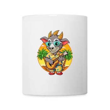 Lunettes de soleil de plage d’été de chèvre drôle hawaïenne - Mug blanc - blanc - Devant