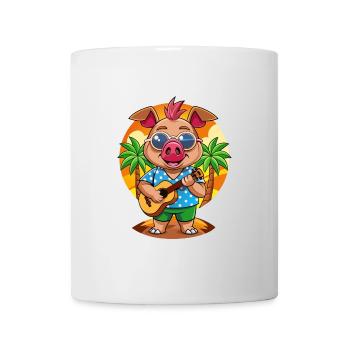 Funny Pig Summer Beach Sunglasses Hawaiian - Mug - white - Front