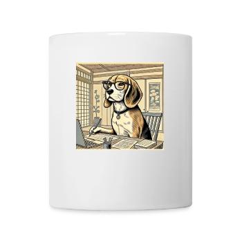 Beagle at the desk - ukiyo-e style - Mug - white - Front