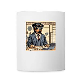 Rottweiler at the Desk - Ukiyo-e Style - Mug - white - Front