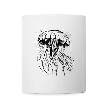 Black Jellyfish Motif - Jellyfish - Mug - white - Front