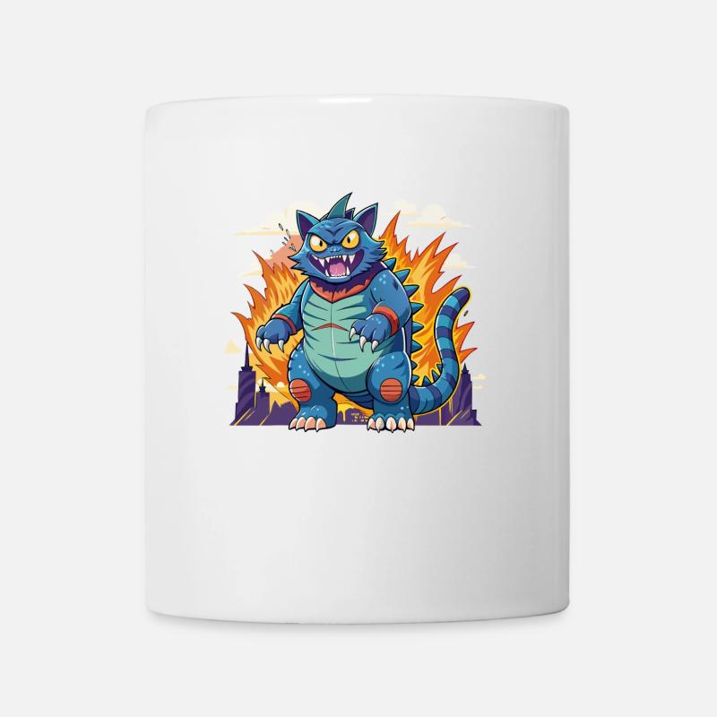 Catzilla cat dangerously standing on two legs - Mug - white