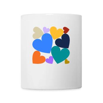 Colorful hearts in a square - Mug - white - Front