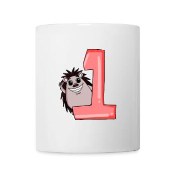 1 an - inscription à l’école - motif hérisson - numéro 1 - Mug blanc - blanc - Devant