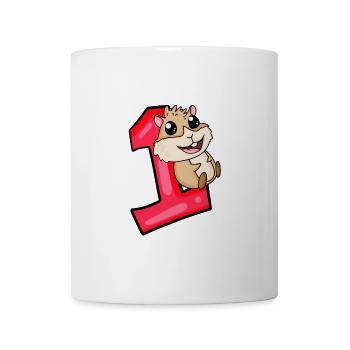 1 Jahr alt - Einschulung - Hausmeerschweinchen - Tasse - Weiß - Vorne