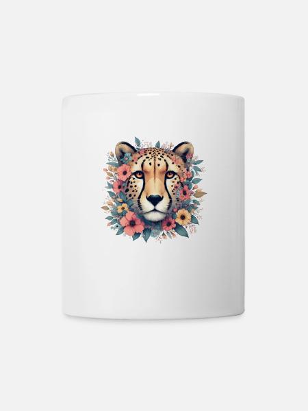 Guépard Fleurs de guépard - Mug blanc - blanc