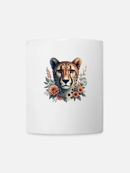 Cheetah Gepard Blumen - Tasse - Weiß