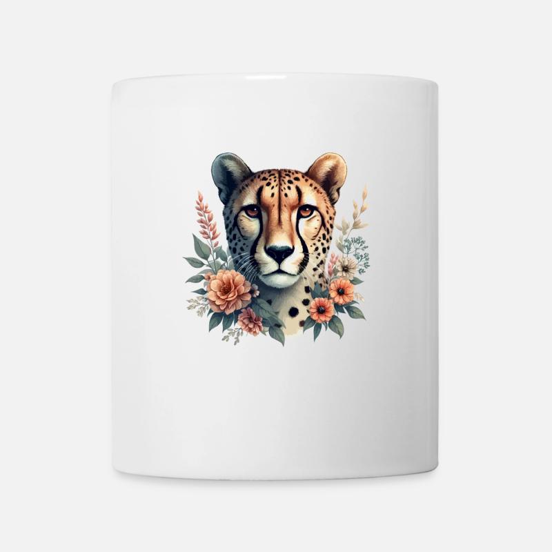 Cheetah Gepard Blumen - Tasse - Weiß