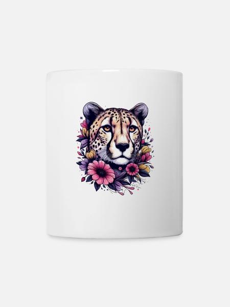 Guépard Fleurs de guépard - Mug blanc - blanc