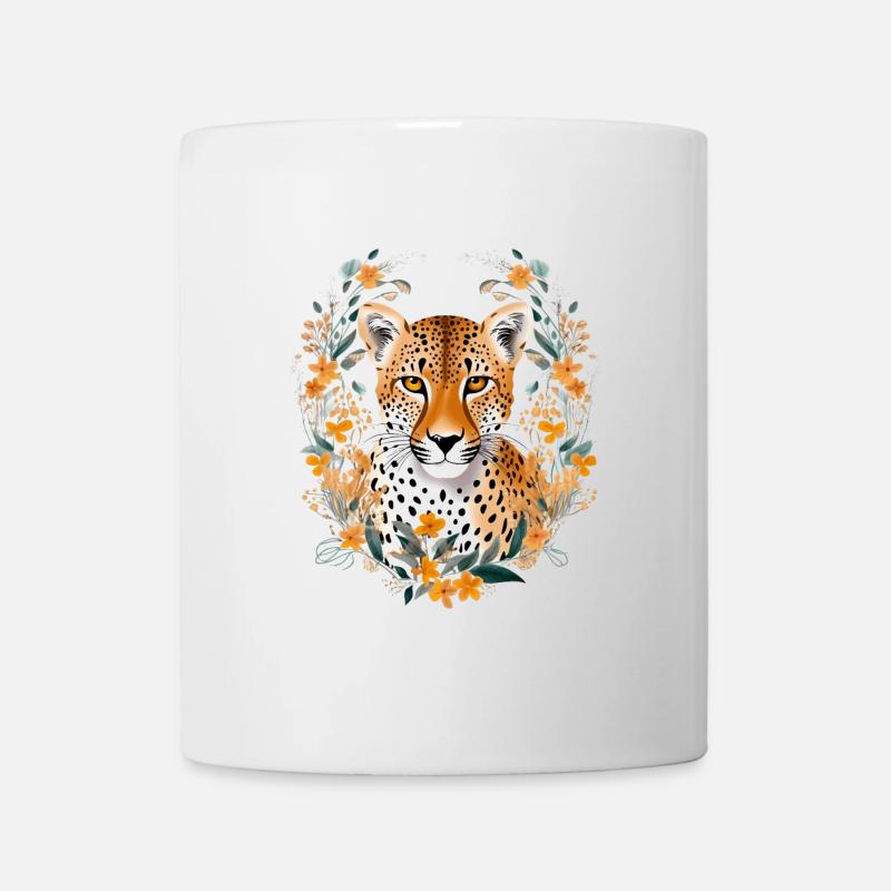 Guépard Fleurs de guépard - Mug blanc - blanc