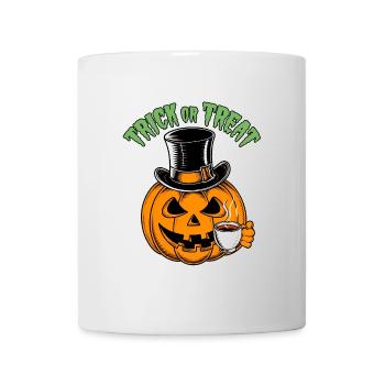 Lustiger Halloweenkürbis Trick or Treat mit Tasse - Tasse - Weiß - Vorne