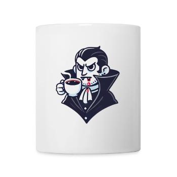 Dracula Kaffee Zeit Cartoon Design - Tasse - Weiß - Vorne