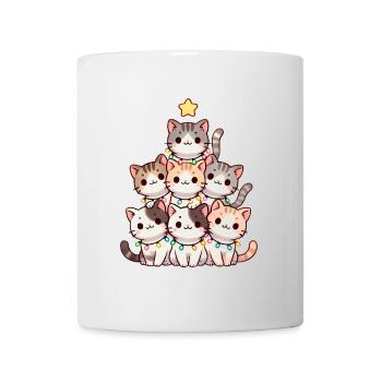 Arbre à chat de Noël avec lumières - Mug blanc - blanc - Devant