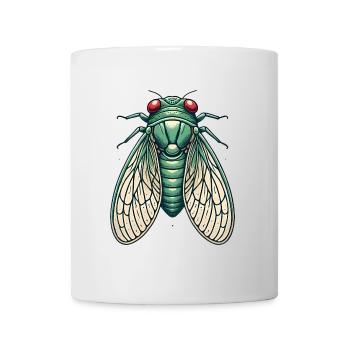Vintage Grüne Zikade Illustration - Tasse - Weiß - Vorne