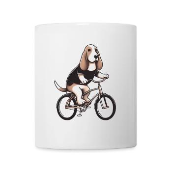 Basset Hound Faisant du vélo Graphique - Mug blanc - blanc - Devant