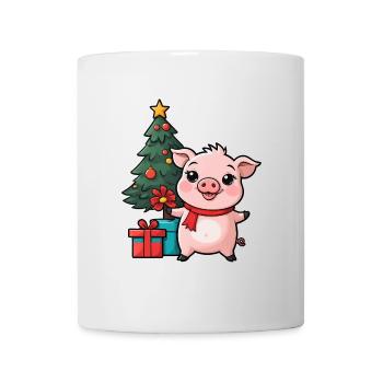 Cute pig celebrating Christmas. - Mug - white - Front