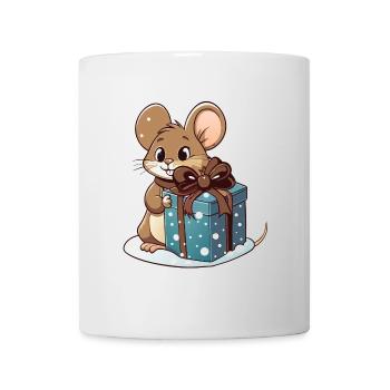 Cute mouse with gift at Christmas - Mug - white - Front