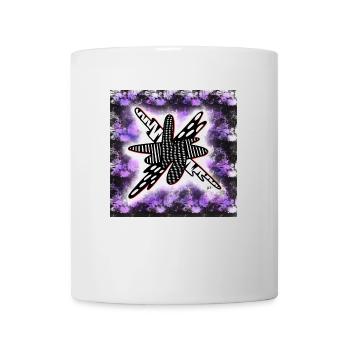 Creatively patterned blob on black and violet - Mug - white - Front