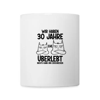 30 Jahre Ehe überlebt Perlen Hochzeit Hochzeitstag - Tasse - Weiß - Vorne