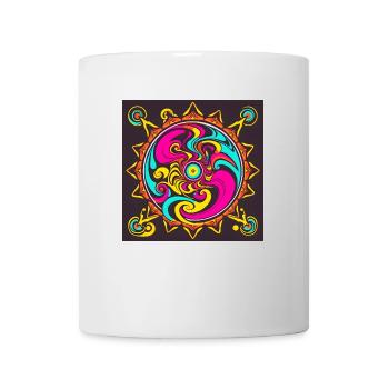 Psychedelic sun design in bright colors - Mug - white - Front