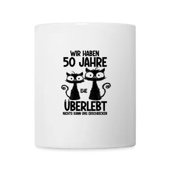 50 Jahre Ehe überlebt Goldende Hochzeit - Tasse - Weiß - Vorne